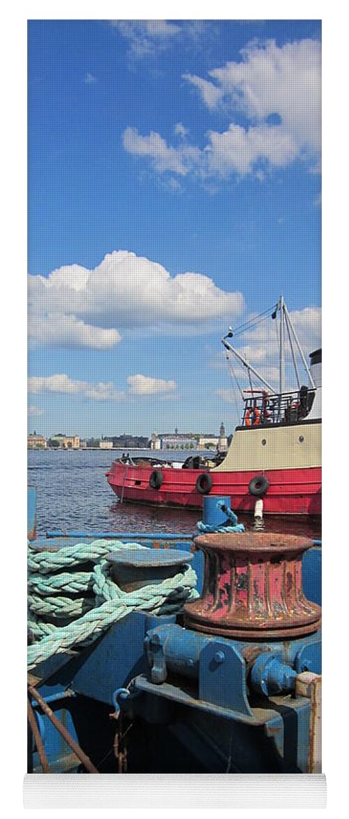Boats Yoga Mat featuring the photograph The shipyard by Rosita Larsson