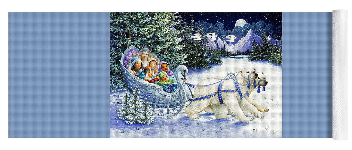 Christmas Yoga Mat featuring the painting The Snow Queen by Lynn Bywaters