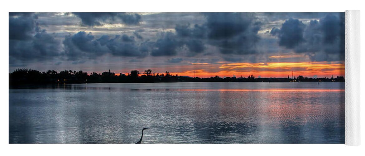 Birds Yoga Mat featuring the photograph The Solitary Fisherman - Florida Sunset by HH Photography of Florida