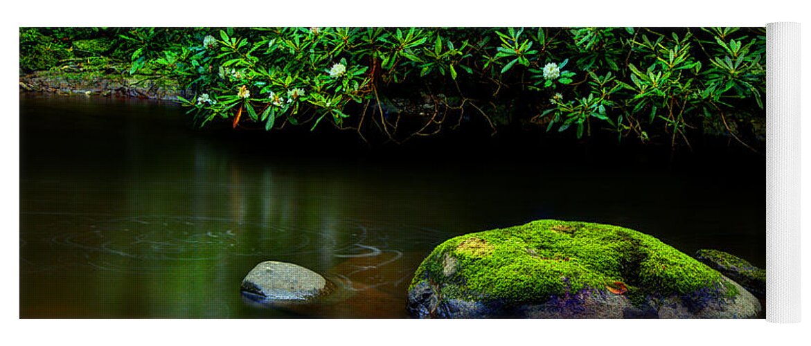 Quiet River Scene Yoga Mat featuring the photograph The Stream's Embrace by Michael Eingle