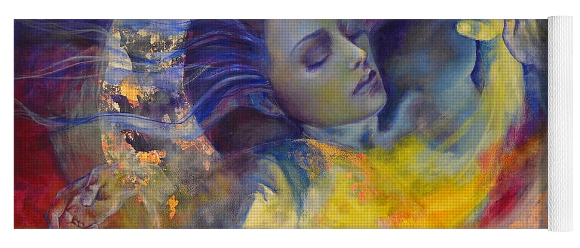 Love Yoga Mat featuring the painting The sun the moon and the truth by Dorina Costras