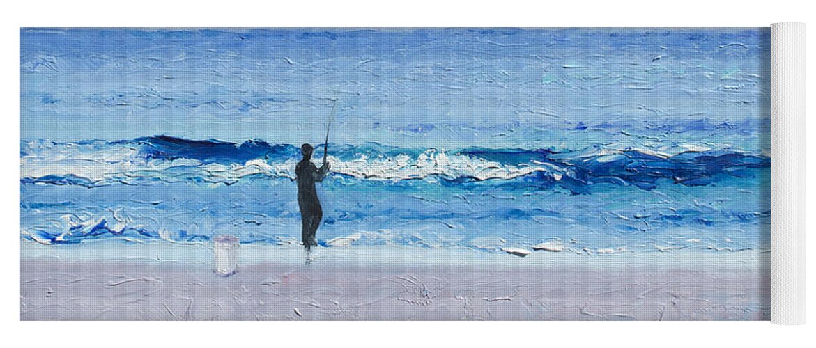Seascape Yoga Mat featuring the painting The Surf Fisherman by Jan Matson