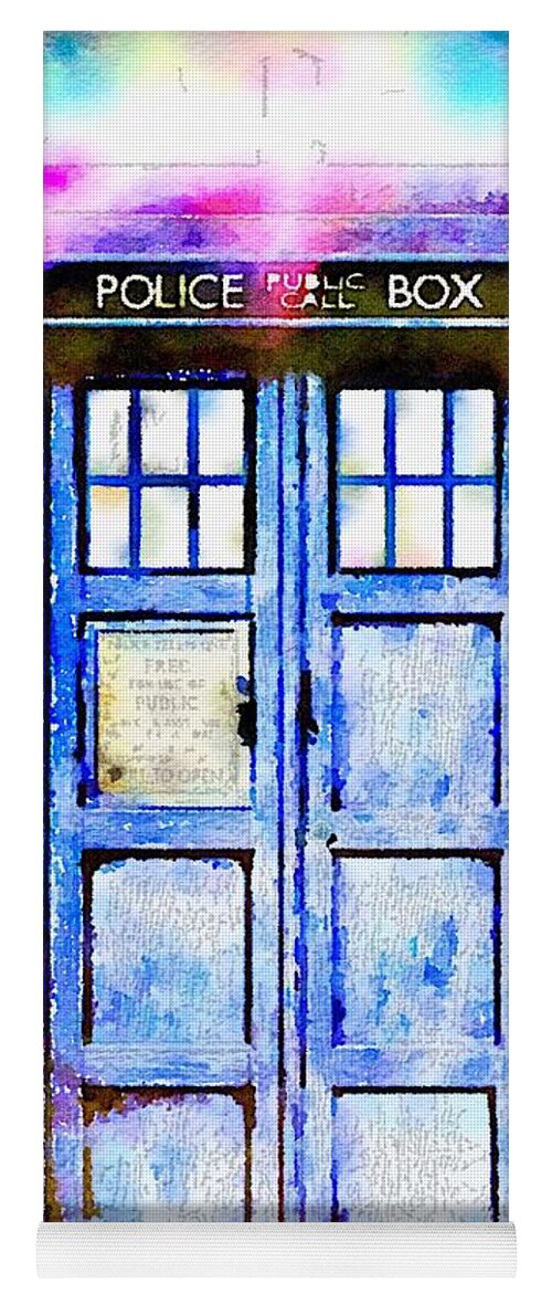 Tardis Yoga Mat featuring the painting The TARDIS by HELGE Art Gallery