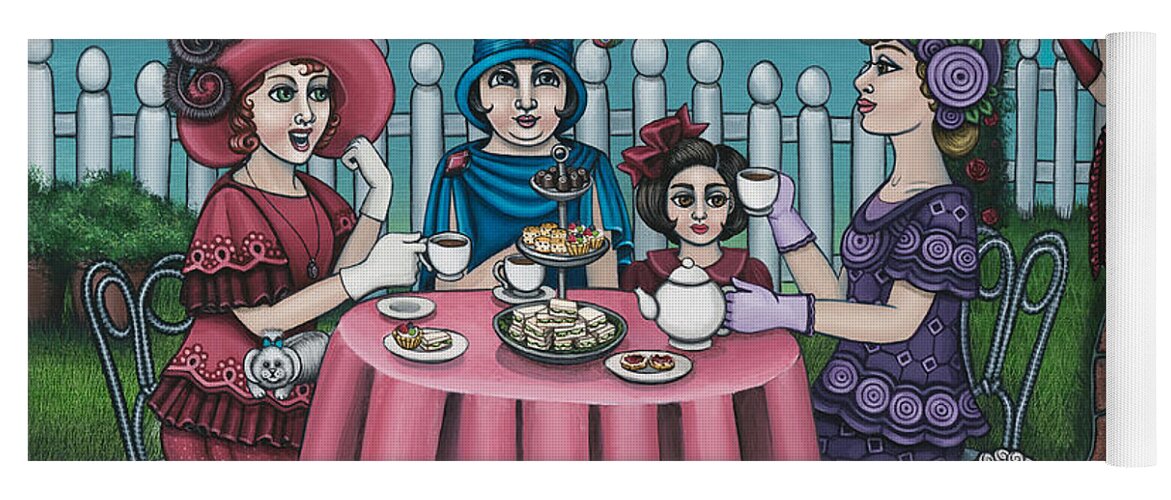 Tea Yoga Mat featuring the painting The Tea Party by Victoria De Almeida