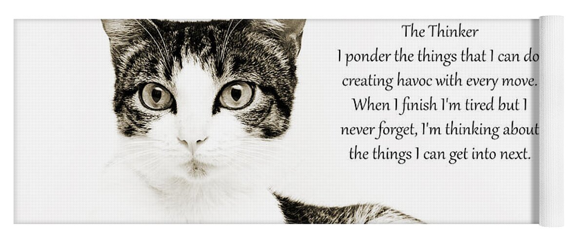 Cat Yoga Mat featuring the photograph The Thinker by Andee Design