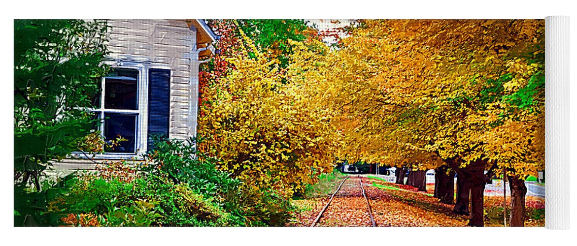 Autumn Foliage Yoga Mat featuring the painting The Tracks by Kirt Tisdale