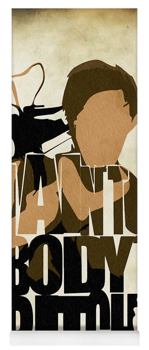 Daryl Dixon Yoga Mat featuring the painting The Walking Dead Inspired Daryl Dixon Typographic Artwork by Inspirowl Design