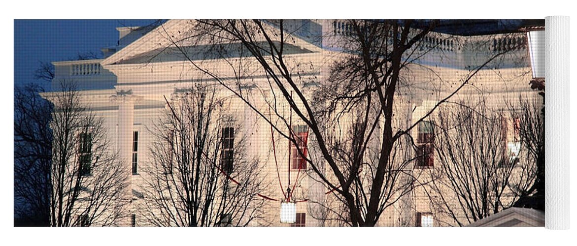 White House Yoga Mat featuring the photograph The White House At Dusk by Cora Wandel