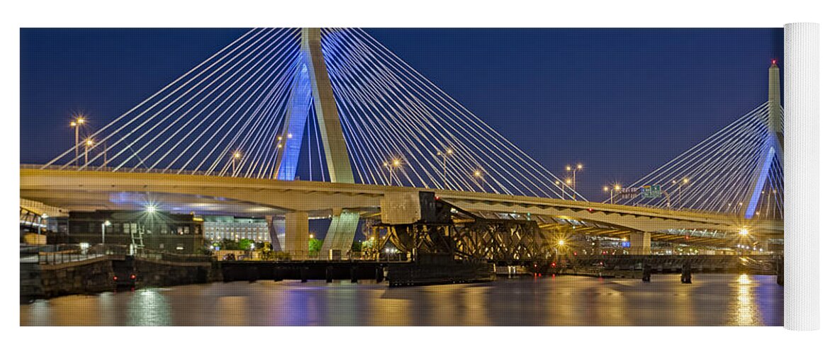 Boston Yoga Mat featuring the photograph The Zakim Bridge by Susan Candelario
