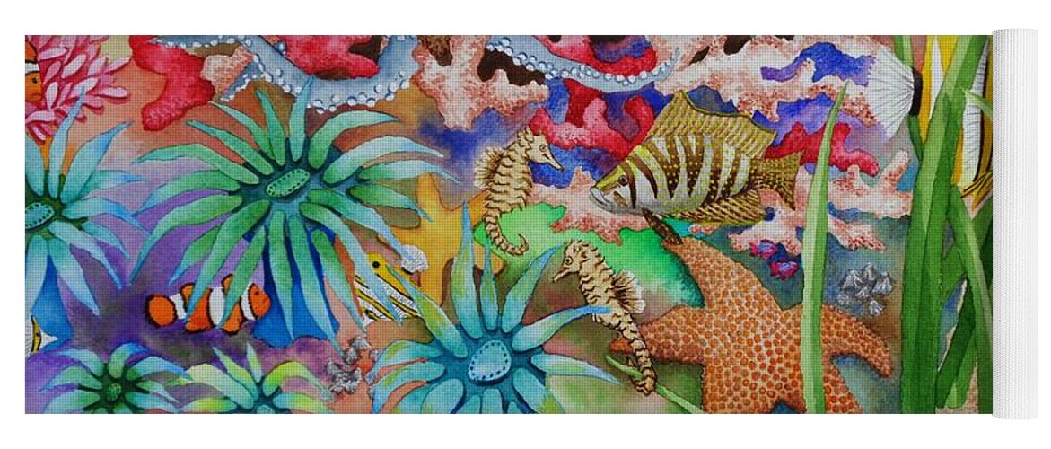 Print Yoga Mat featuring the painting Thriving Ocean - Octopus by Katherine Young-Beck