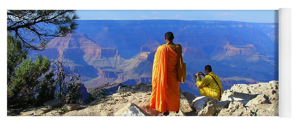Grand Canyon Yoga Mat featuring the photograph Tibetan Monks at Grand Canyon by Glory Ann Penington