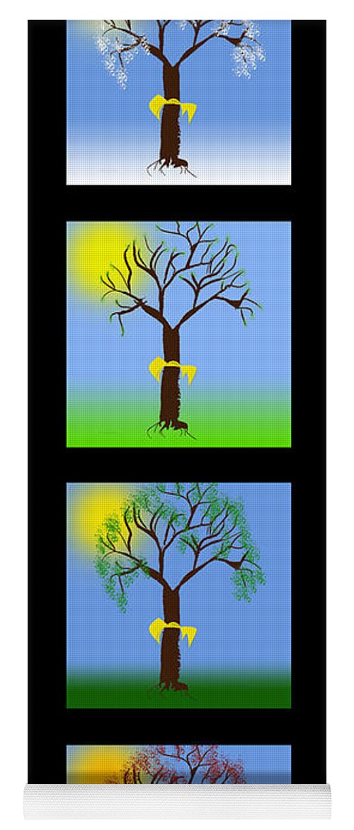 Tree Yoga Mat featuring the digital art Tie A Yellow Ribbon Panorama 1 by Andee Design