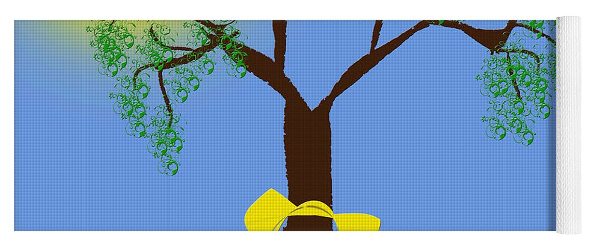 Tree Yoga Mat featuring the digital art Tie A Yellow Ribbon Round The Ole Oak Tree by Andee Design