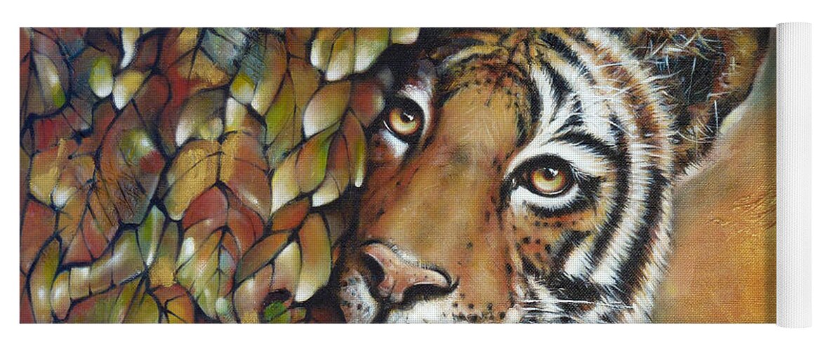 Tiger Yoga Mat featuring the painting Tiger 300711 by Selena Boron