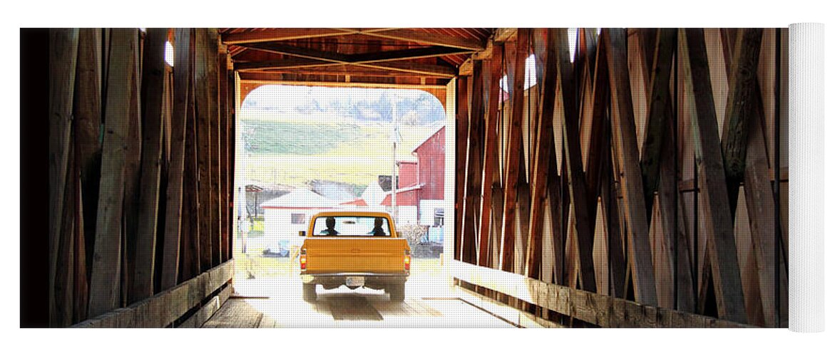 Covered Bridge Yoga Mat featuring the photograph TIme Portal by PJQandFriends Photography