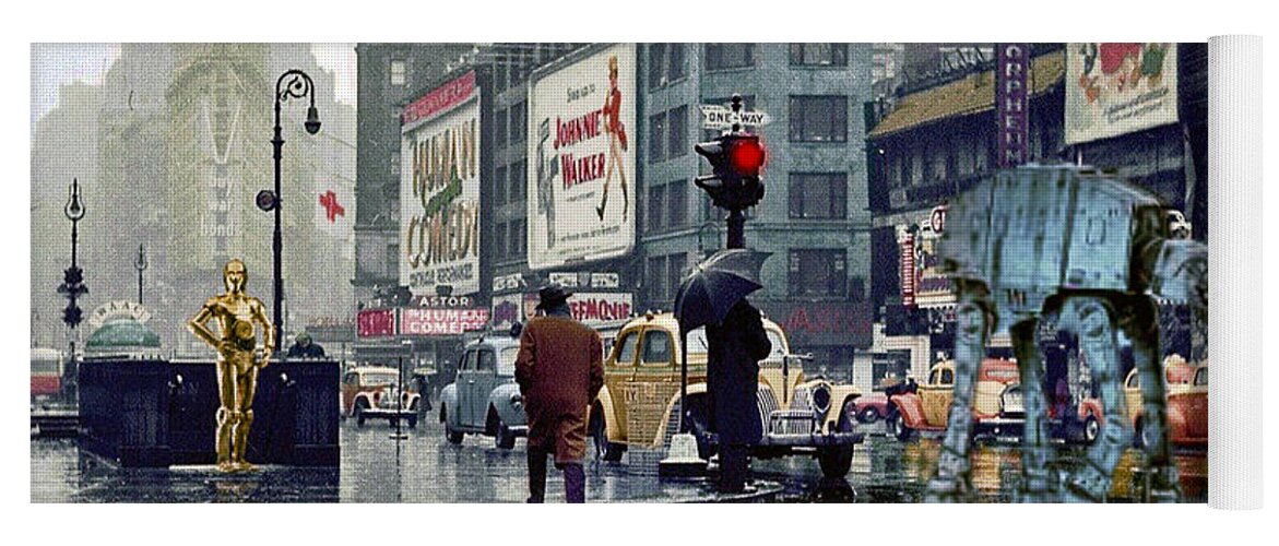 1943 Yoga Mat featuring the photograph Times Square 1943 reloaded by HELGE Art Gallery