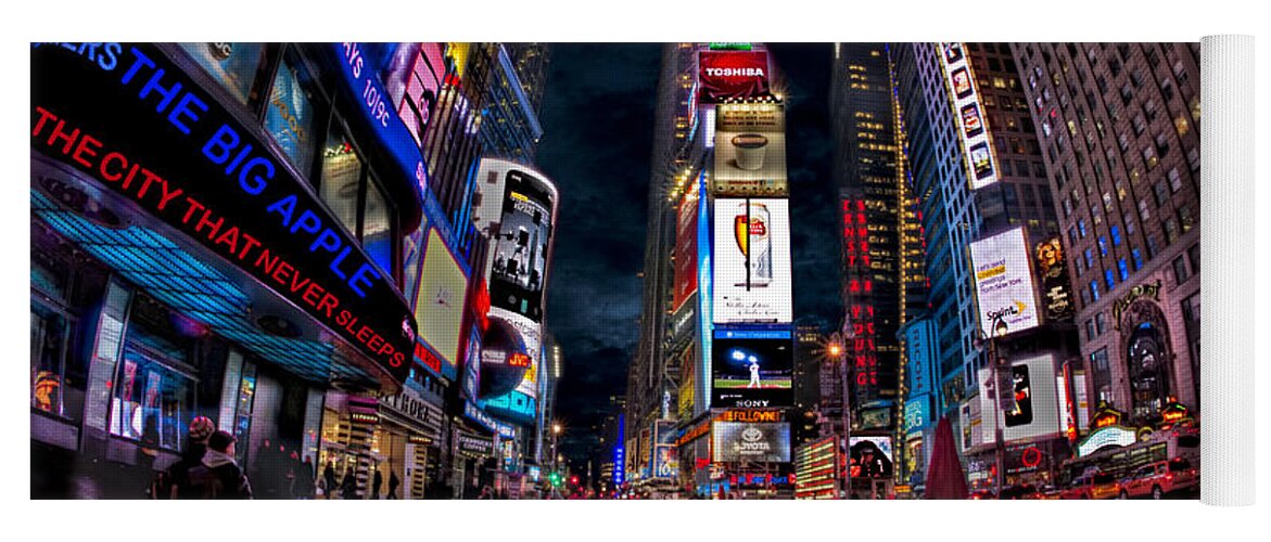 Times Square Yoga Mat featuring the photograph Times Square New York City The City That Never Sleeps by Susan Candelario