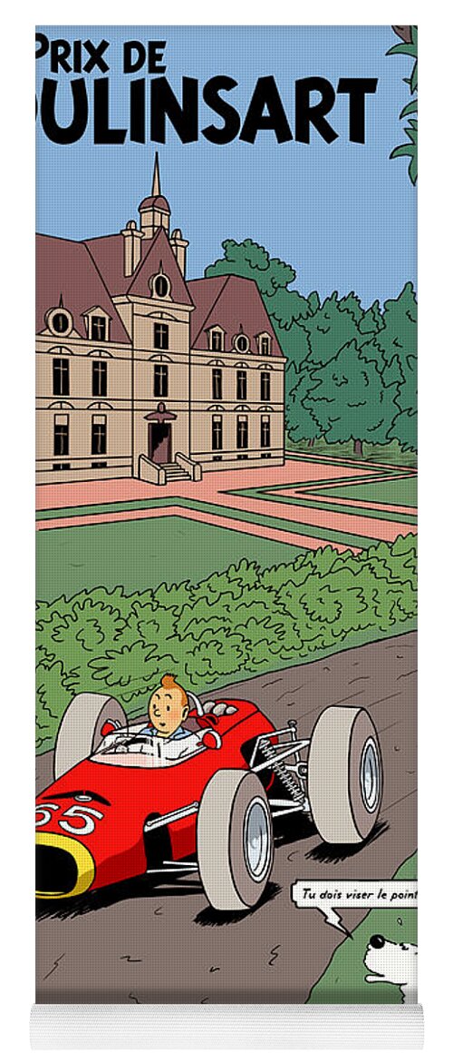 Tintin Grand Prix Yoga Mat featuring the digital art Tintin Grand Prix de Moulinsart 1965 by Georgia Clare
