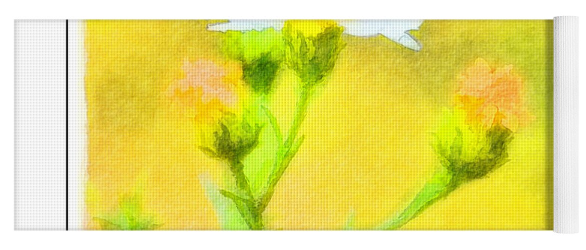 Tiny Yoga Mat featuring the photograph Tiny Wildflowers-Digital Paint II - White frame by Debbie Portwood