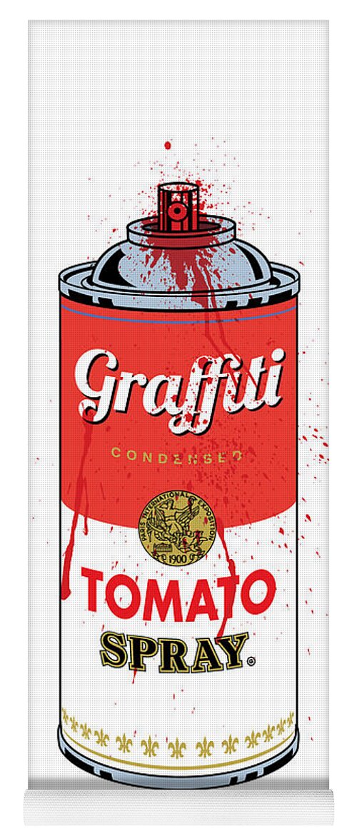 Gary Grayson Yoga Mat featuring the digital art Tomato Spray Can by Gary Grayson