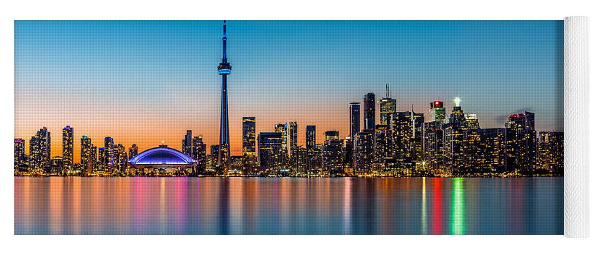 Canada Yoga Mat featuring the photograph Toronto panorama at dusk by Mihai Andritoiu