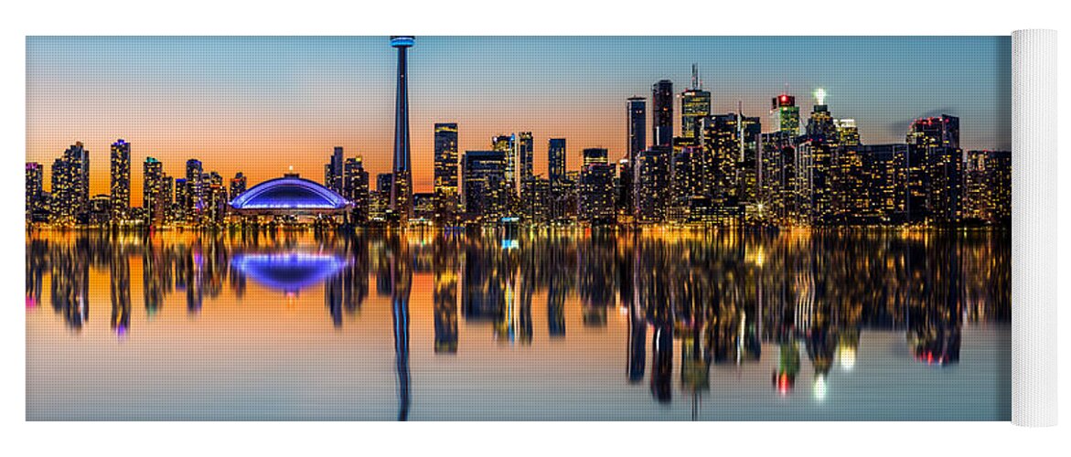 Canada Yoga Mat featuring the photograph Toronto skyline at dusk by Mihai Andritoiu