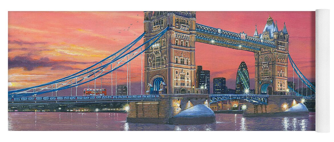 Architecture Art Yoga Mat featuring the painting Tower Bridge after the Snow by Richard Harpum