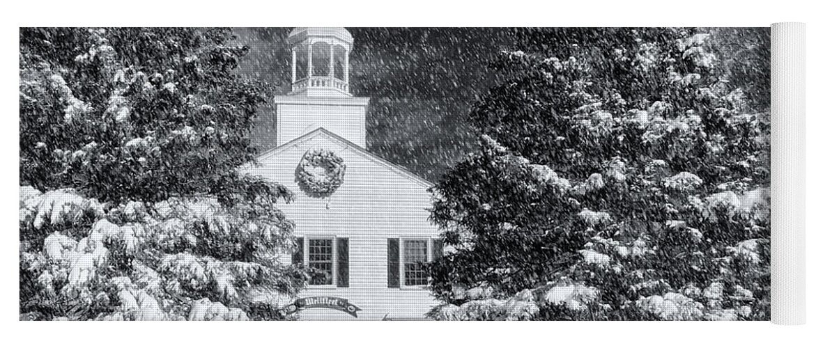 Snow Yoga Mat featuring the photograph Town Hall Of Wellfleet In Winter by Darius Aniunas