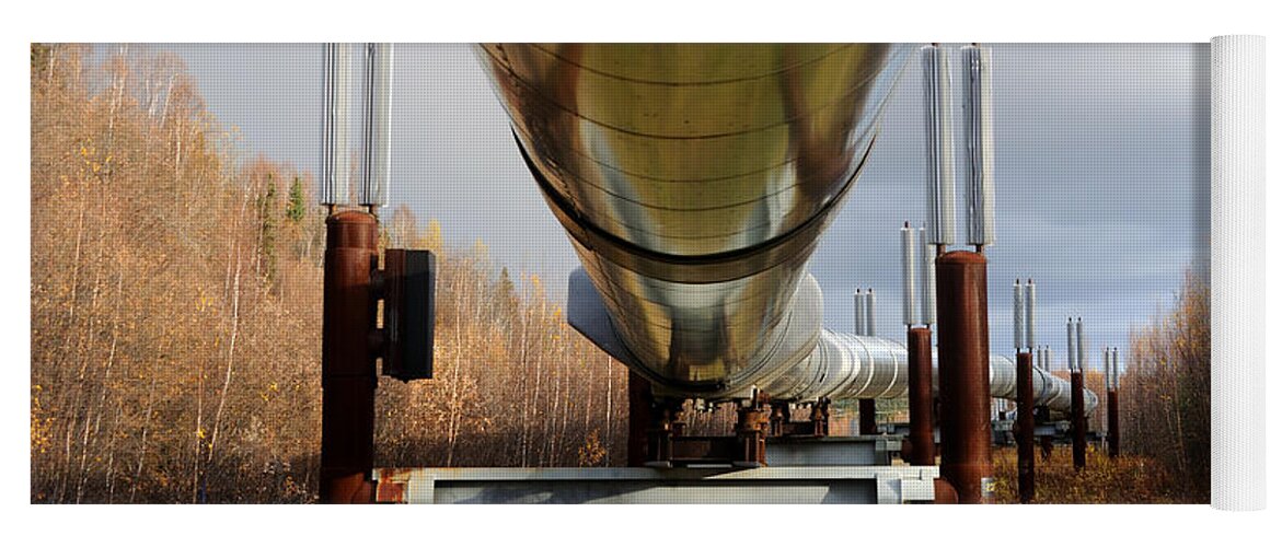 Oil Yoga Mat featuring the photograph Trans-Alaska Oil Pipeline in the Fall by Gary Whitton