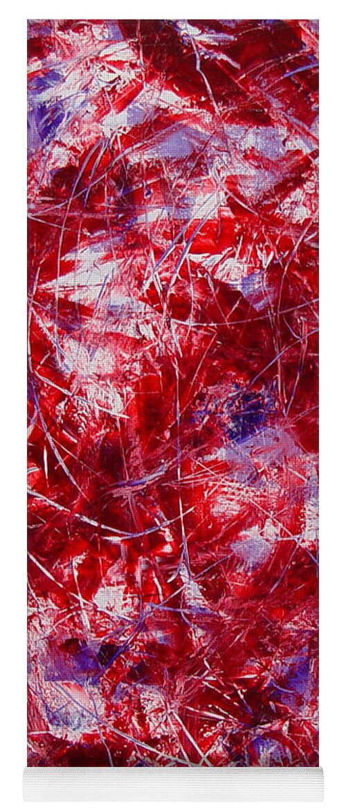 Abstract Yoga Mat featuring the painting Transitions with White Red and Violet by Dean Triolo