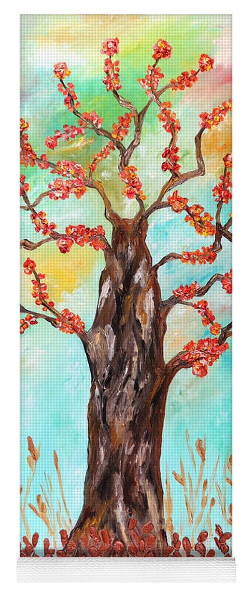 Loredana Messina Yoga Mat featuring the painting Tree of joy by Loredana Messina