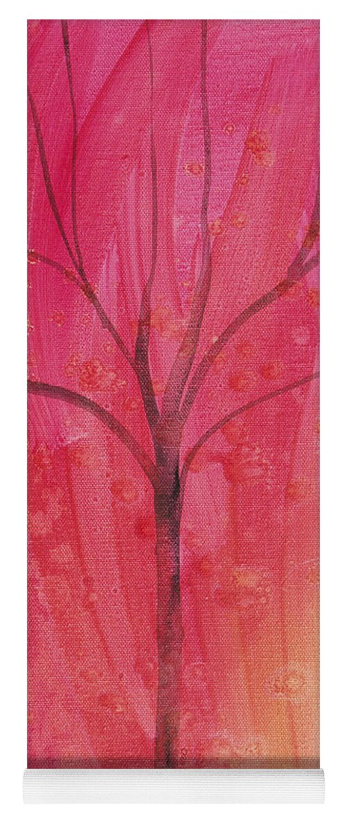Pink Yoga Mat featuring the painting Tree of three pink by Robin Pedrero