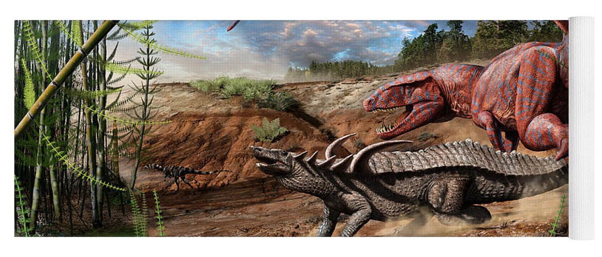 Deinosuchus Beach Towel by Julius Csotonyi - Pixels Merch