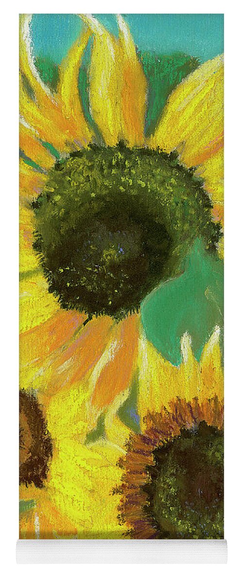 Sunflowers Yoga Mat featuring the painting Triple Gold by Arlene Crafton