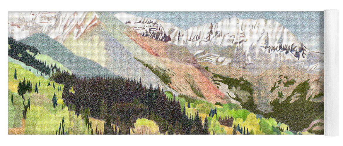 Art Yoga Mat featuring the drawing Trout Lake Colorado by Dan Miller