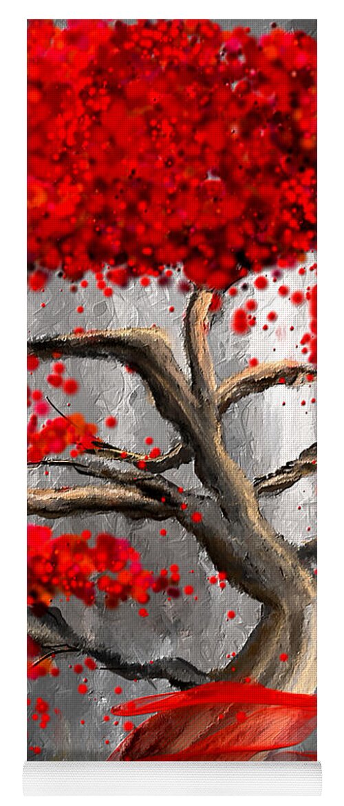 Red And Gray Yoga Mat featuring the painting True Love Waits - Red And Gray Art by Lourry Legarde