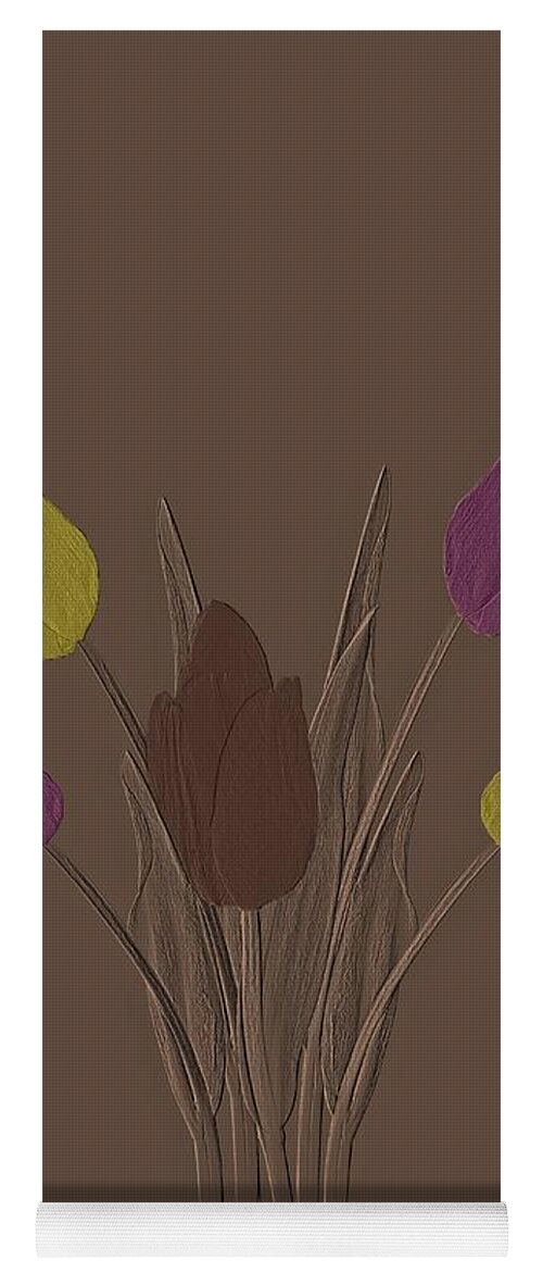 Tulips Yoga Mat featuring the digital art Tulips Design Drawing Embossed by David Dehner