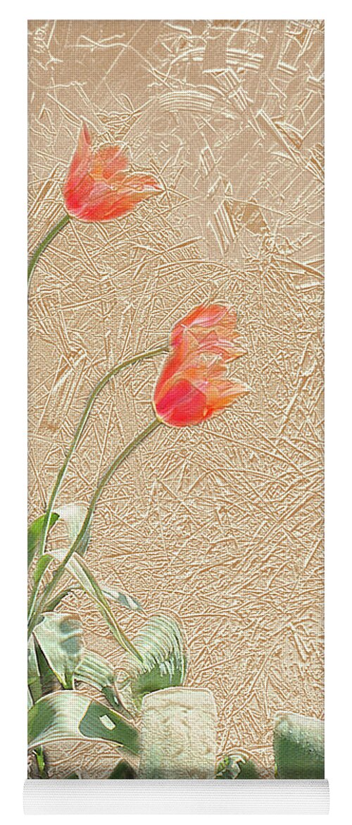 Garden Yoga Mat featuring the mixed media Tulips In Gold Leaf by Steve Karol