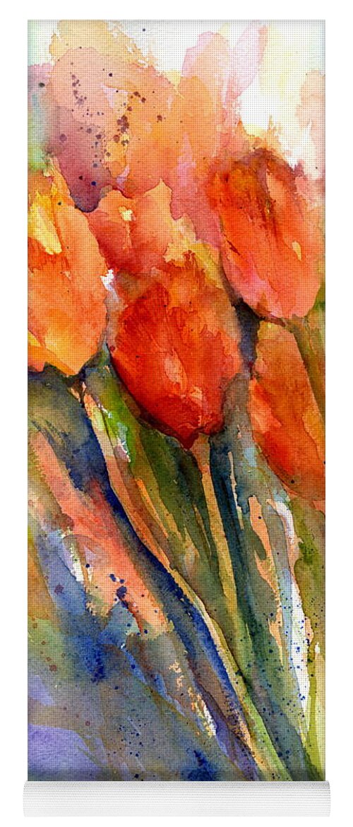 Tulips Yoga Mat featuring the painting Tulips on the Way by Christy Lemp