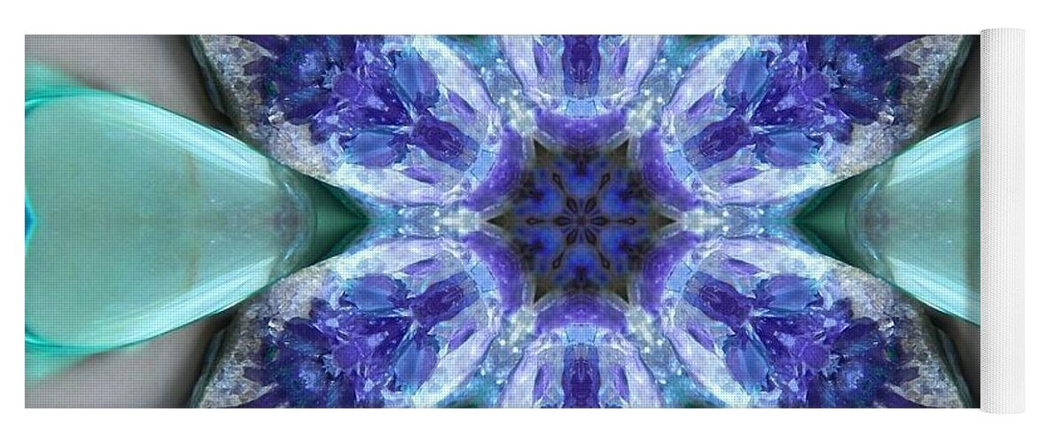 Mandalas Yoga Mat featuring the digital art Turquoise Amethyst Star Mandala by Diane Lynn Hix