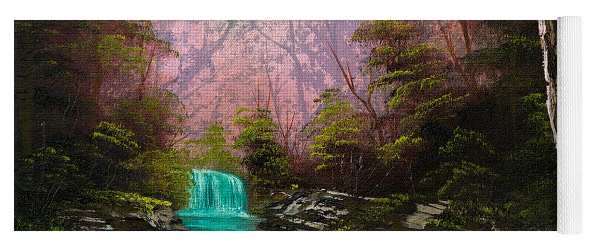 Landscape Yoga Mat featuring the painting Turquoise Waterfall by Chris Steele