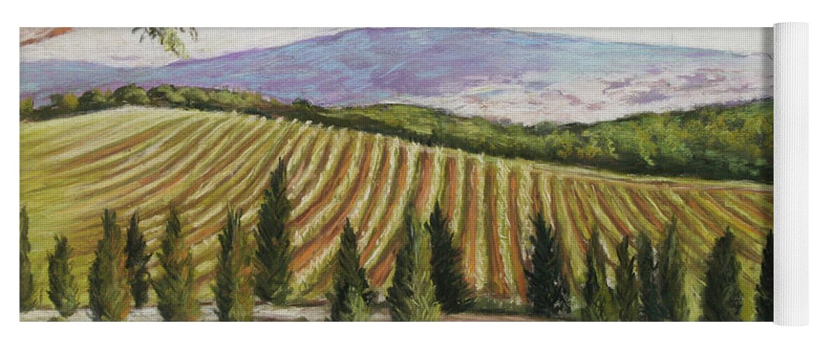 Tuscany Yoga Mat featuring the painting Tuscan Vineyard by Melinda Saminski