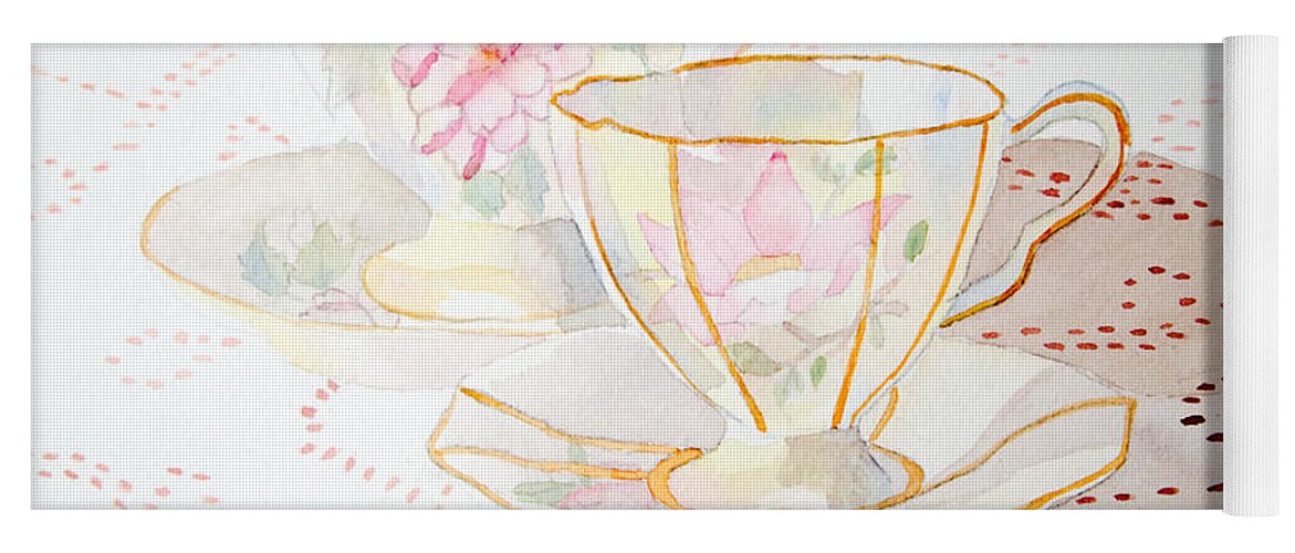 Tea Yoga Mat featuring the painting Two for Tea by Laurel Best