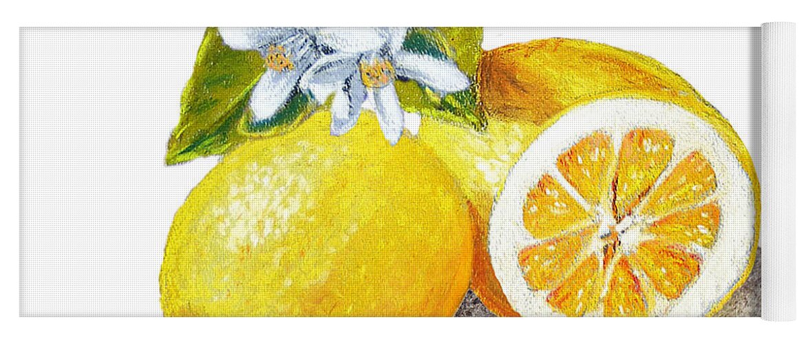 Lemon Yoga Mat featuring the painting Two Happy Lemons by Irina Sztukowski