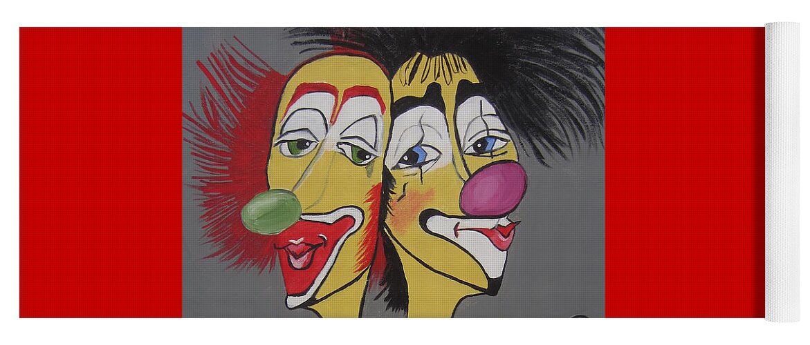 Two Heads Are Better Then One Yoga Mat featuring the painting Two Heads Are Better Then One by Nora Shepley
