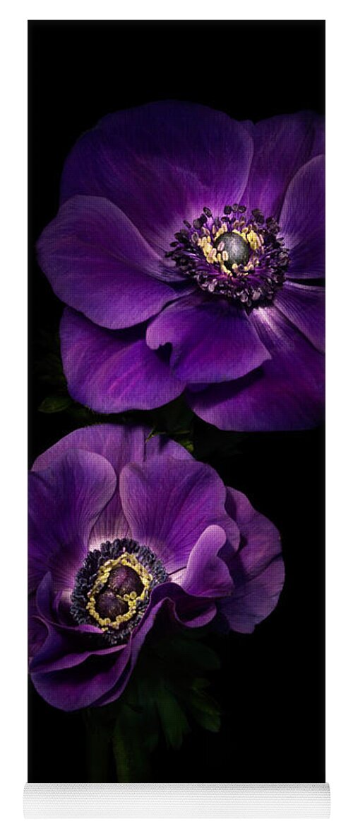 Anemone Yoga Mat featuring the photograph Two Purple Anemones by Ann Garrett