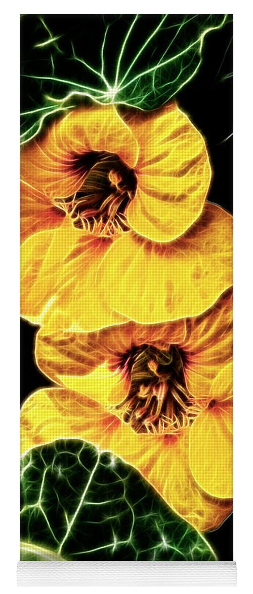 Nasturtium Yoga Mat featuring the photograph Two Shy Sisters fractal by Weston Westmoreland