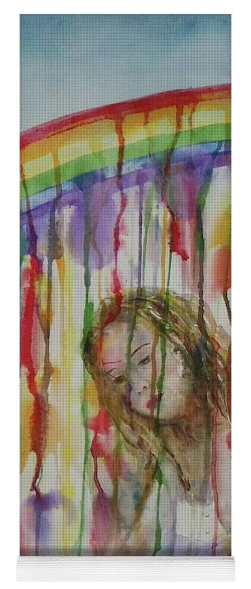 Dream Yoga Mat featuring the painting Under a Crying Rainbow by Anna Ruzsan
