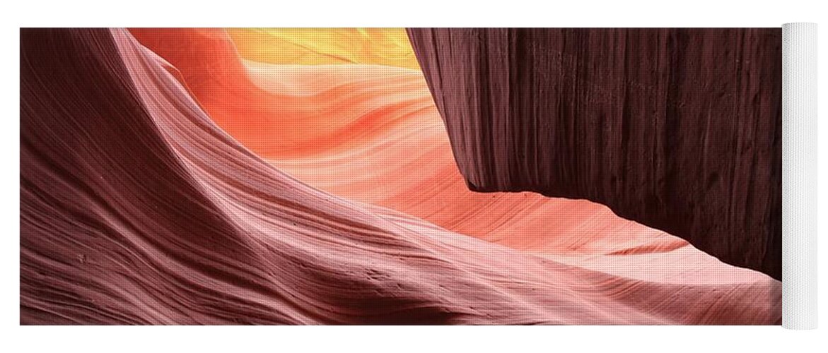 Arizona Slot Canyon Yoga Mat featuring the photograph Upper Sun Glow by Adam Jewell