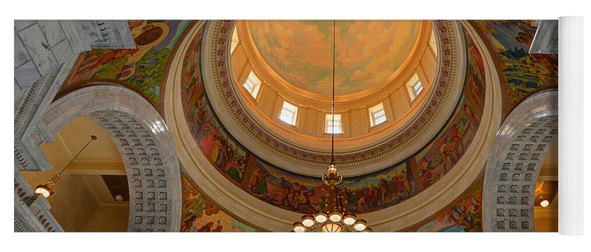 Utah Yoga Mat featuring the photograph Utah State Capitol Rotunda Interior Archways by Gary Whitton